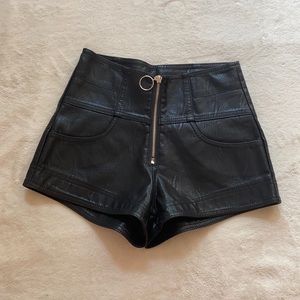 High Waisted Black Leather Shorts 🖤